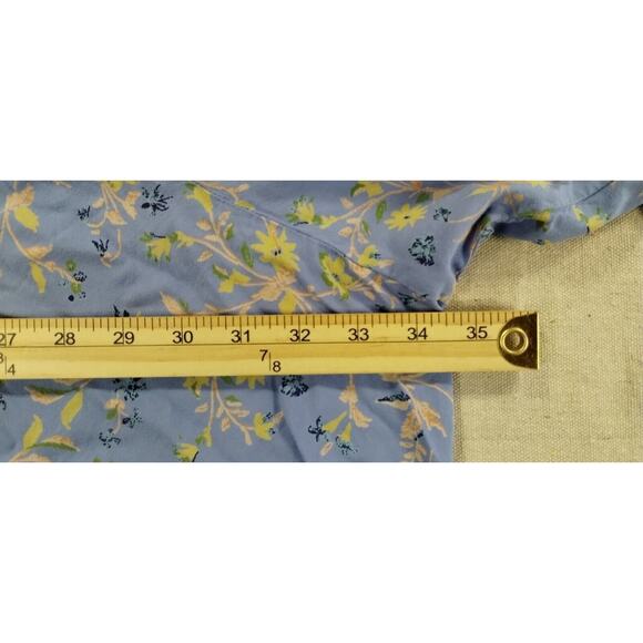 Woman Within Womens Blouse Button Front V-Neck Long Sleeve Floral Blue Yellow 5X - Picture 6 of 8